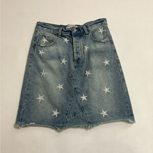 VELVET HEART star embroidered denim midi skirt